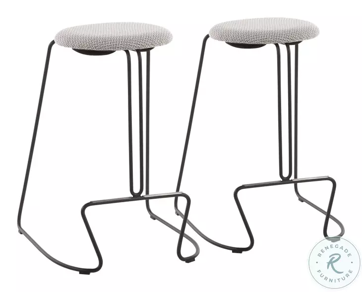 Finn Black Steel And Light Grey Fabric Counter Height Stool Set Of 2