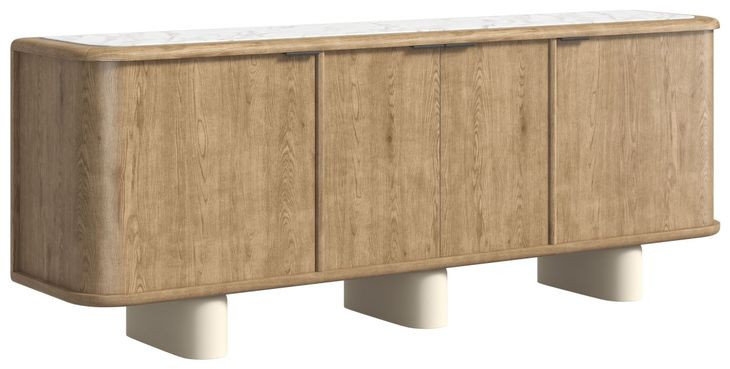 Verge Brown and White 4 Door Credenza