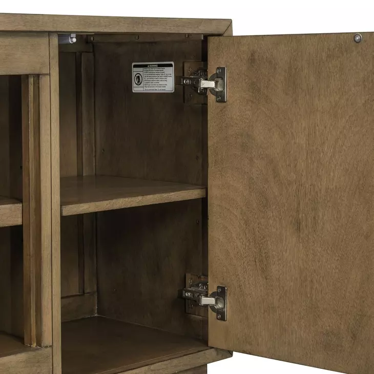 Living Room Console Brown 84" TV Stand with Fireplace Console