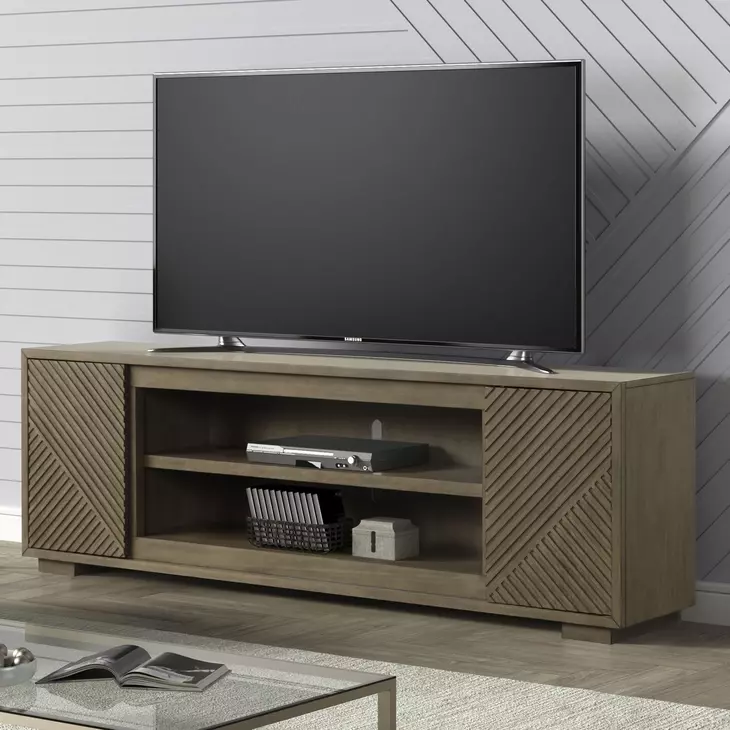 Living Room Console Brown 84" TV Stand with Fireplace Console