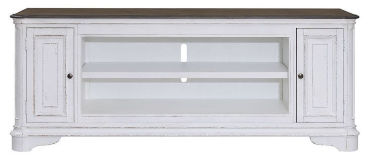 FIRE-244-TV82FTS Antique White and Weathered Bark 82" TV Stand