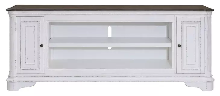 FIRE-244-TV82FTS Antique White and Weathered Bark 82" TV Stand