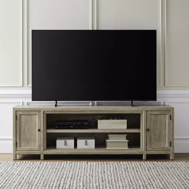 Living Room Console Brown 82" TV Stand with Fireplace Console