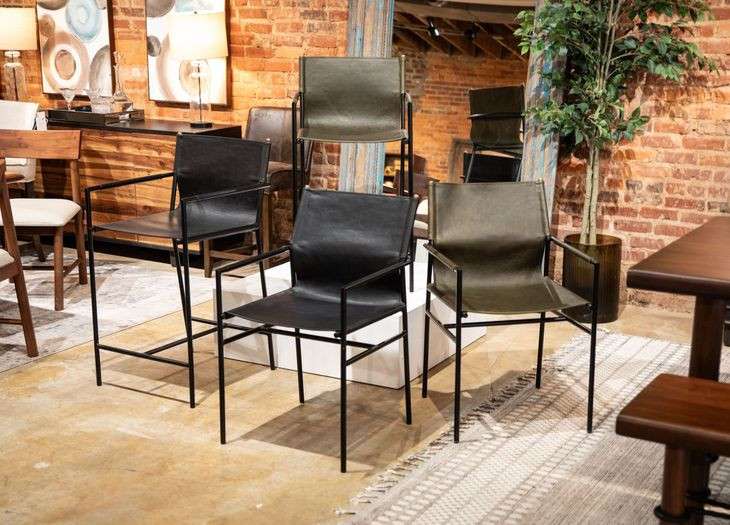Sutton Olive Green Leather Upholstered Counter Height Chair
