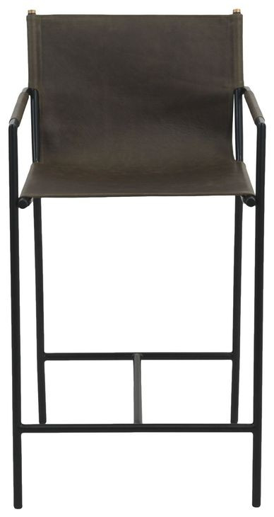 Sutton Olive Green Leather Upholstered Counter Height Chair
