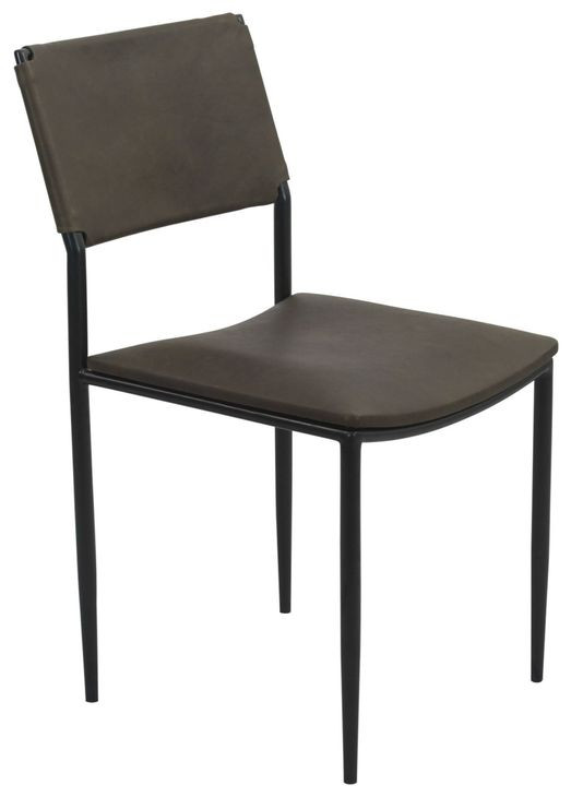 Sutton Olive Green Leather Upholstered Dining Chair Set of 2
