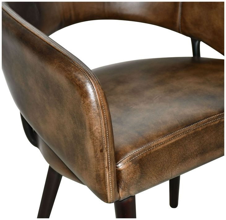 Thorpe Antique Whiskey Leather Upholstered Dining Chair