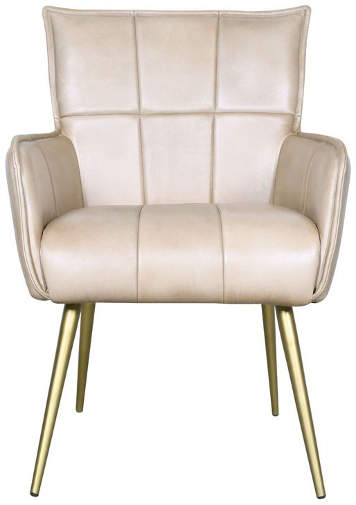 Thorpe Antique Ivory Leather Upholstered Surrey Armchair