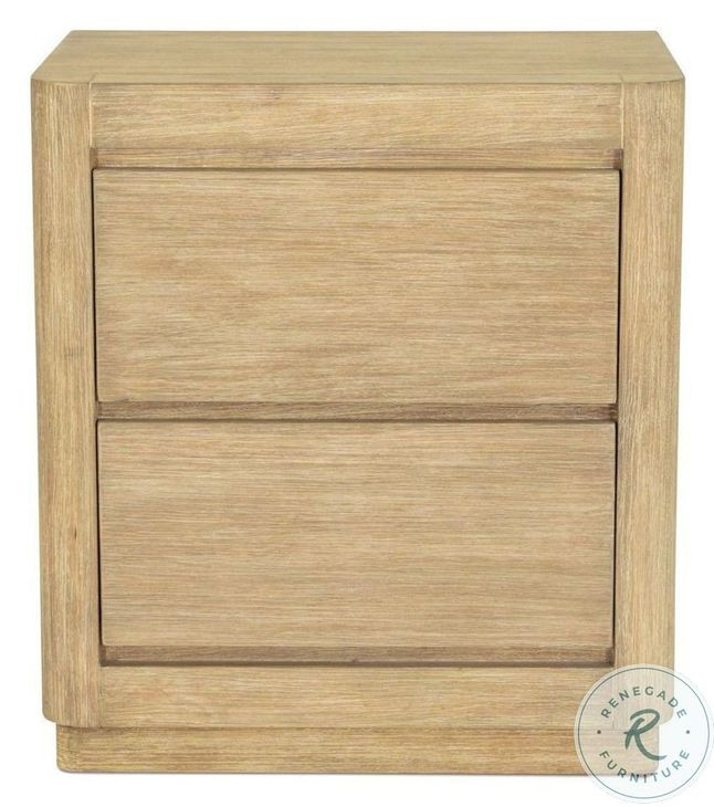 Oakridge Stylish Weathered Tan Natural 2 Drawer Nightstand with USB Charging