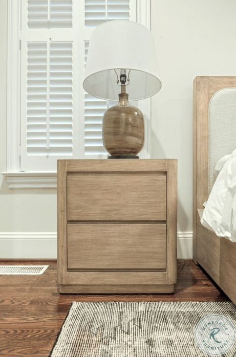 Oakridge Stylish Weathered Tan Natural 2 Drawer Nightstand with USB Charging