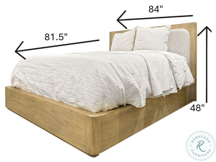 Oakridge Weathered Natural King Platform Bed with Upholstered Headboard