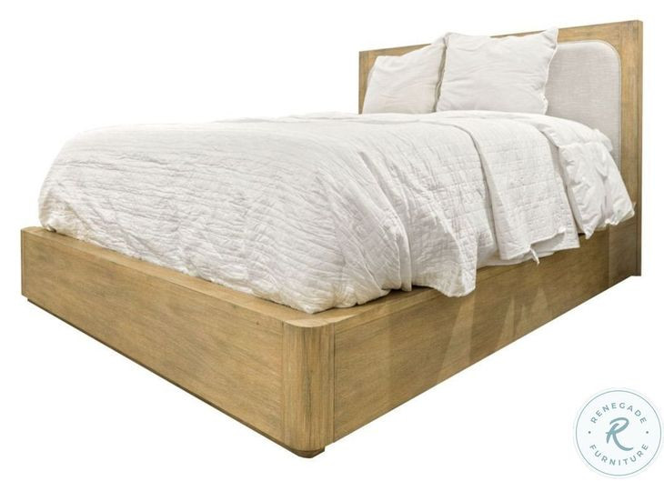 Oakridge Weathered Natural King Platform Bed with Upholstered Headboard