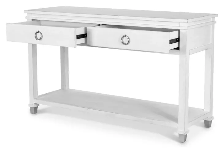 Point Breeze Fresh White and Soft Gray Glaze Rectangular Console Table