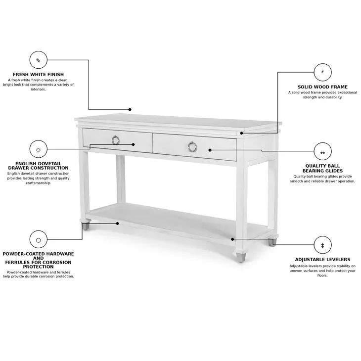 Point Breeze Fresh White and Soft Gray Glaze Rectangular Console Table
