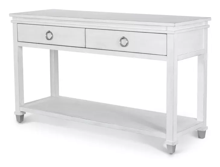 Point Breeze Fresh White and Soft Gray Glaze Rectangular Console Table