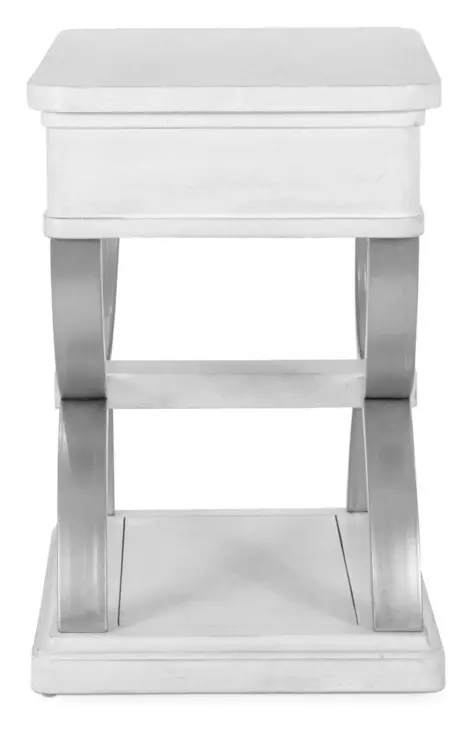 Point Breeze Fresh White and Soft Gray Glaze Rectangular Occasional Table Set with Metal and Casters