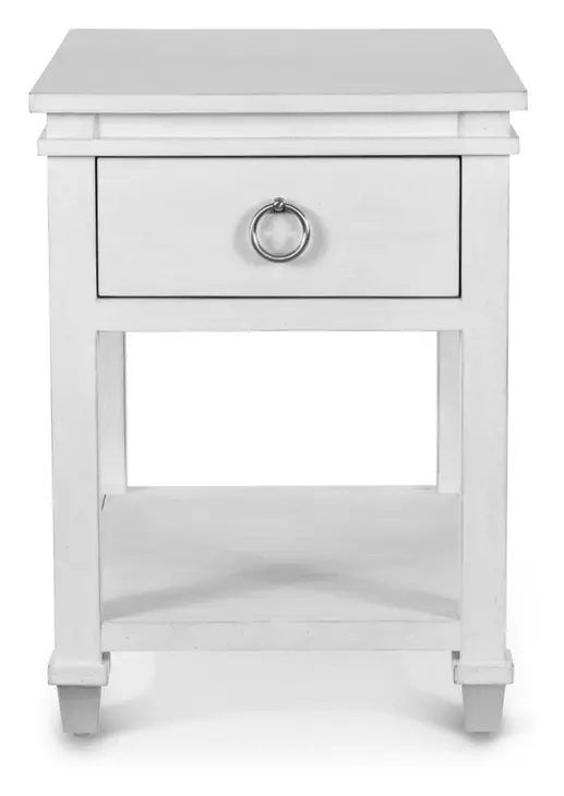 Point Breeze Fresh White and Soft Gray Glaze Rectangular Chairside Table