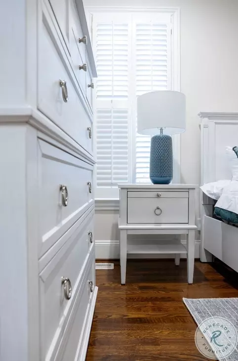 Coastal Point Fresh White and Soft Grey Glaze 1 Drawer Open Nightstand with USB Charging