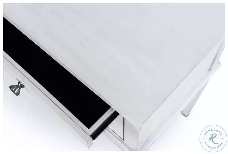 Coastal Point Fresh White and Soft Grey Glaze 1 Drawer Open Nightstand with USB Charging