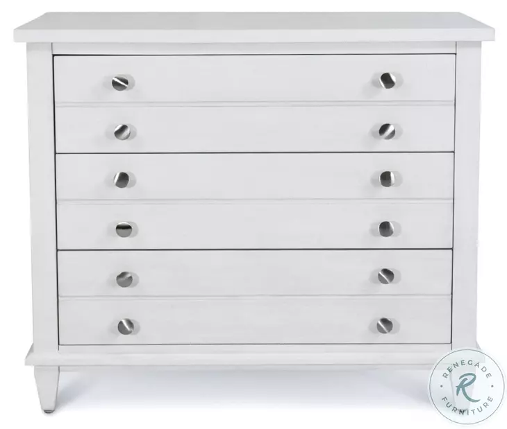 Coastal Point Fresh White and Soft Grey Glaze 3 Drawer Chest with USB Charging