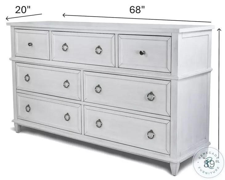 Coastal Point Fresh White and Soft Grey Glaze Storage Bedroom Set