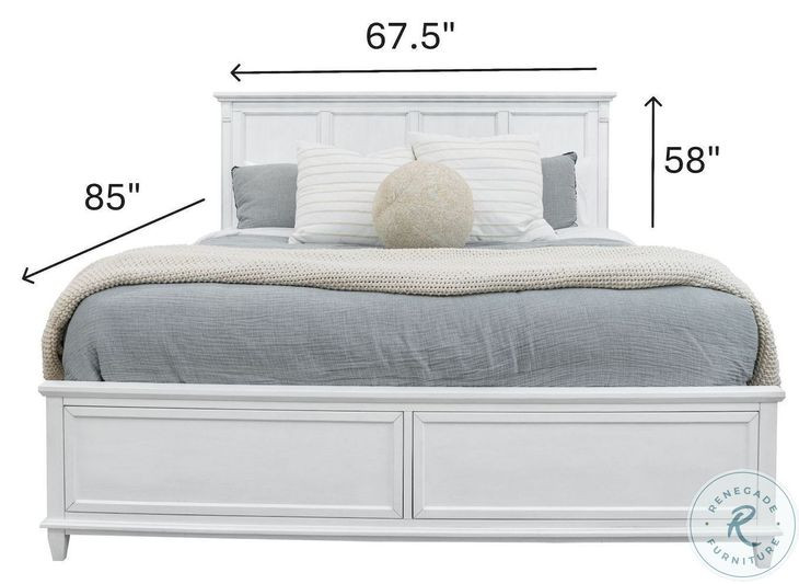 Coastal Point Fresh White Finish and Soft Grey Glaze Queen Panel Bed