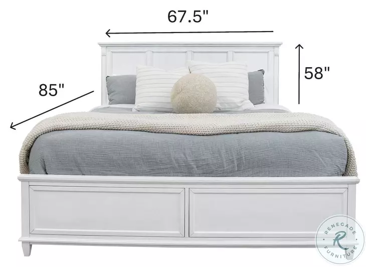 Coastal Point Fresh White Finish and Soft Grey Glaze Queen Panel Bed