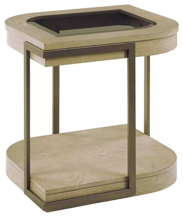 Rio Vista Muted Earth Tones and Clay Oval Glass Top End Table
