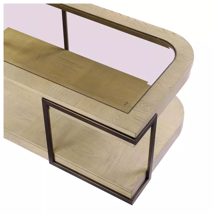 Rio Vista Muted Earth Tones and Clay Oval Glass Top Coffee Table
