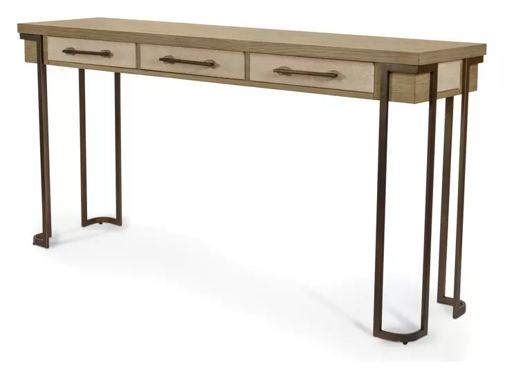 Rio Vista Muted Earth Tones and Clay Rectangular Console Table with USB Charging