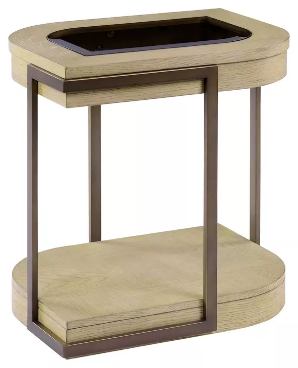 Rio Vista Muted Earth Tones and Clay Oval Glass Top Chairside Table