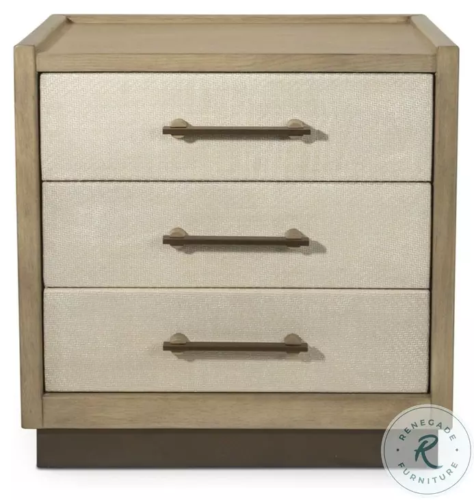 Vista Verde Muted Earth Tones and Clay Woven 3 Drawer Nightstand with USB Charging