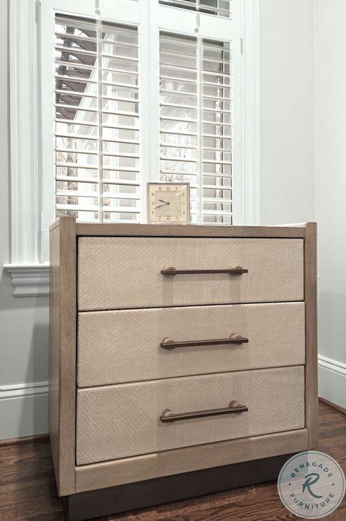 Vista Verde Muted Earth Tones and Clay Woven 3 Drawer Nightstand with USB Charging