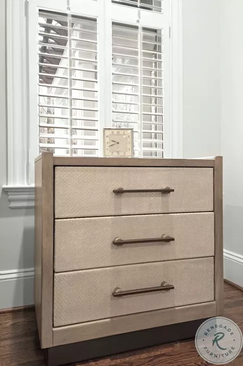 Vista Verde Muted Earth Tones and Clay Woven 3 Drawer Nightstand with USB Charging