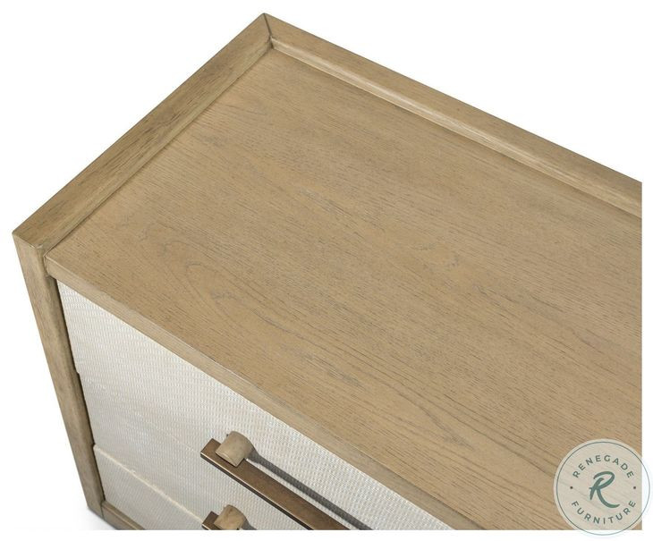 Vista Verde Muted Earth Tones and Clay Woven 3 Drawer Nightstand with USB Charging