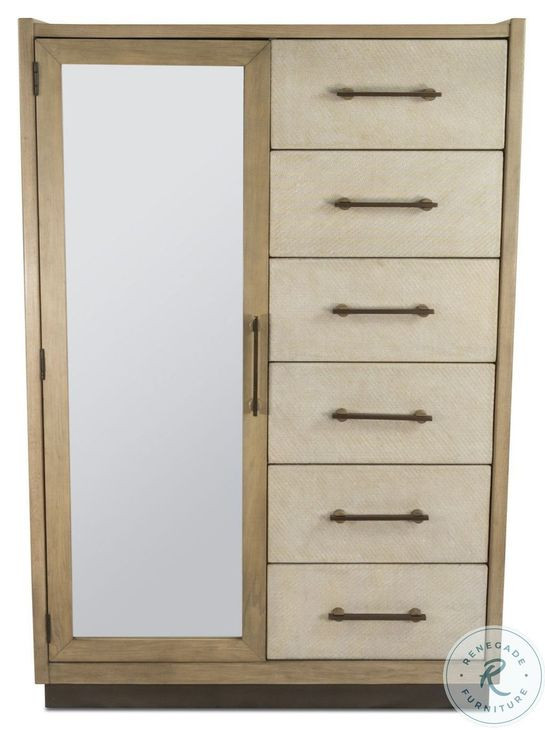 Vista Verde Muted Earth Tones and Clay Woven 1 Mirrored Door Chest