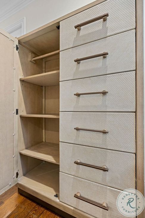 Vista Verde Muted Earth Tones and Clay Woven 1 Mirrored Door Chest