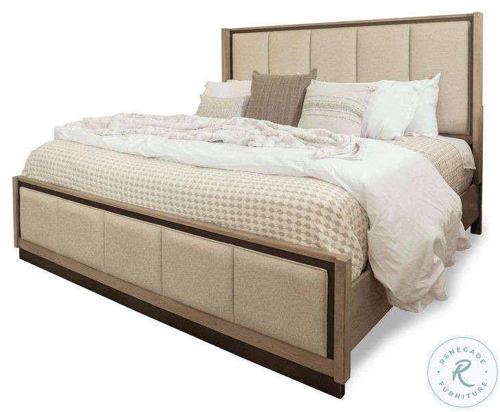 Vista Verde Muted Earth Tones and Clay Performance Fabric King Upholstered Bed