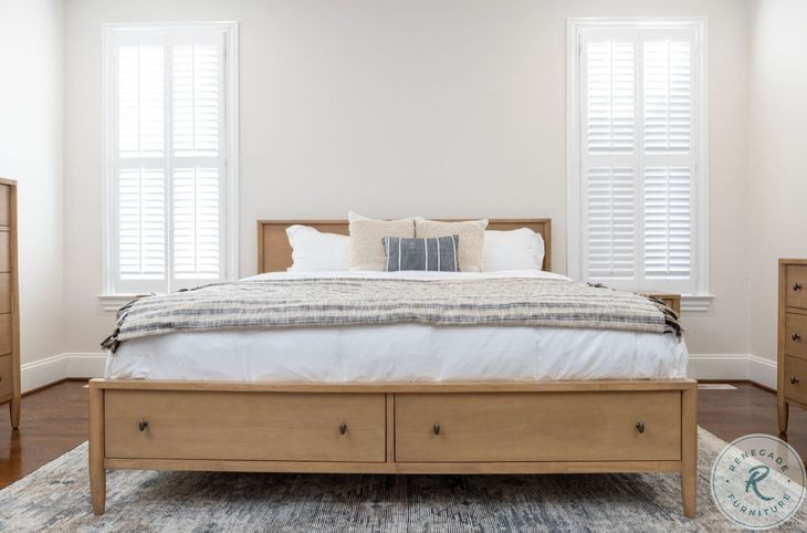 Maplewood Warm Maple King Low Profile Platform Bed with Storage