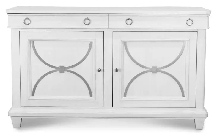 Point Breeze Fresh White and Soft Gray Glaze 2 Door Credenza with Metal
