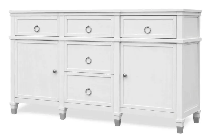 Point Breeze Fresh White and Soft Gray Glaze 2 Door Credenza