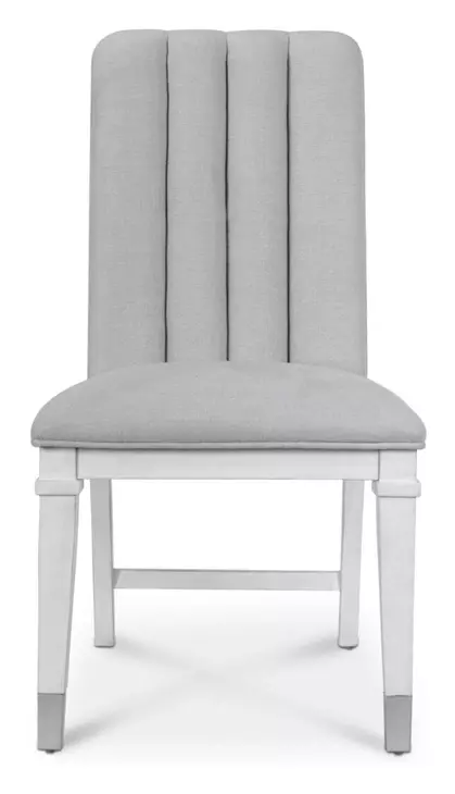 Point Breeze Gray Performance Fabric Upholstered Side Chair with Metal Back Detail Set of 2
