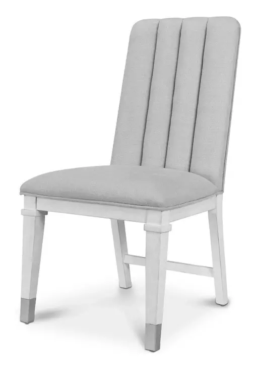 Point Breeze Gray Performance Fabric Upholstered Side Chair with Metal Back Detail Set of 2