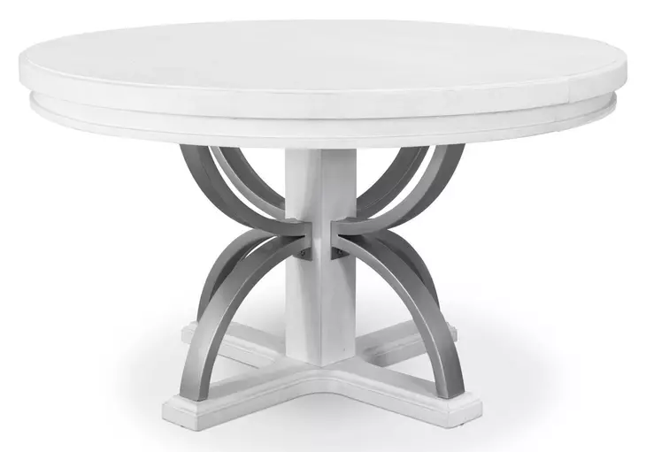 Point Breeze Fresh White and Soft Gray Glaze 72" Extendable Oval Dining Table
