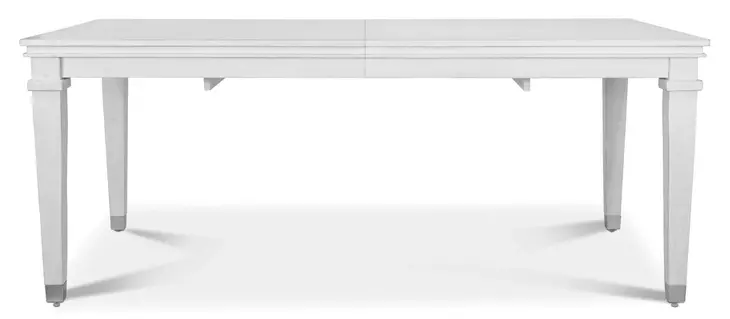 Point Breeze Fresh White and Soft Gray Glaze 96" Extendable Rectangular Dining Table with Self Storing Leaf