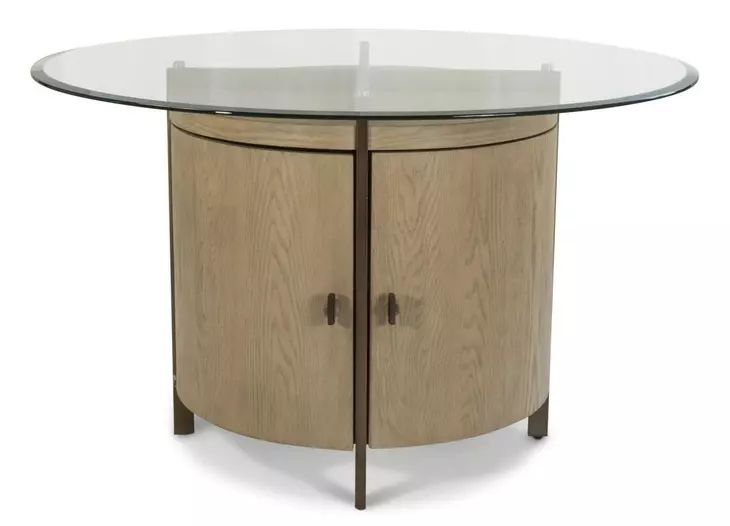 Rio Vista Muted Earth Tones and Clay 54" Round Glass Top Dining Table with Storage