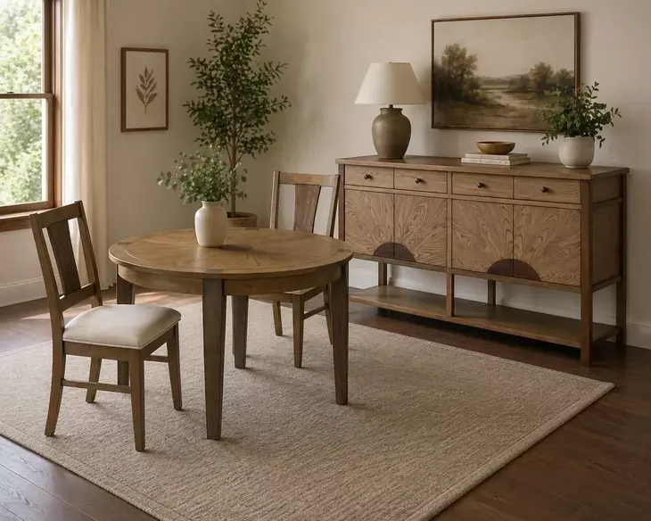 Sun Haven Oak and Walnut 4 Door Credenza