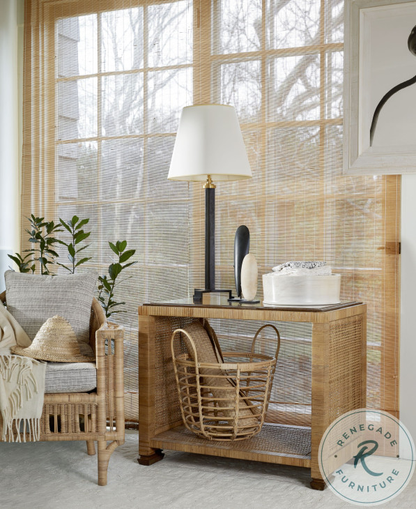 Beachcomber Wicker And Mahogany End Table