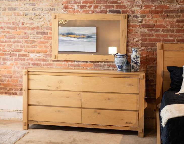 Alpine Distressed Oak 6 Drawer Dresser