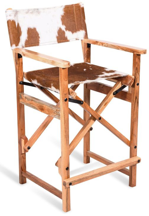 Galway Beige and Brown Leather Upholstered Folding Counter Height Chair